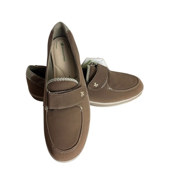 New GRASSHOPPERS CANYON Women's Size 11 Brown Loafers Comfort Shoes Hook & Loop - Picture 1 of 11